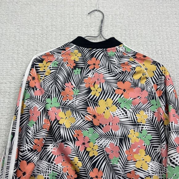 Adidas Track Jacket Girl's Sz L Tropical Floral Palm tree AOP Zip Up Running - Picture 14 of 14